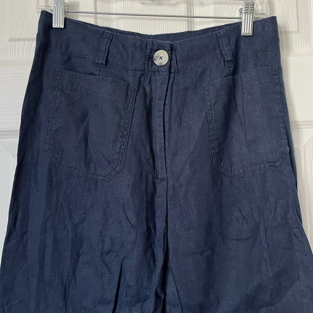 Quince Navy Linen Wide Leg Pants Size 6